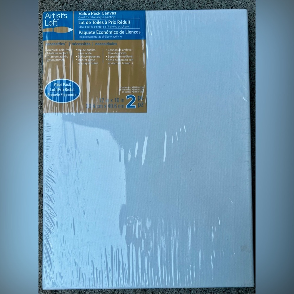 Artist's Loft 2 Pack 16" X 12" Canvas Acid Free Medium Surface New Sealed